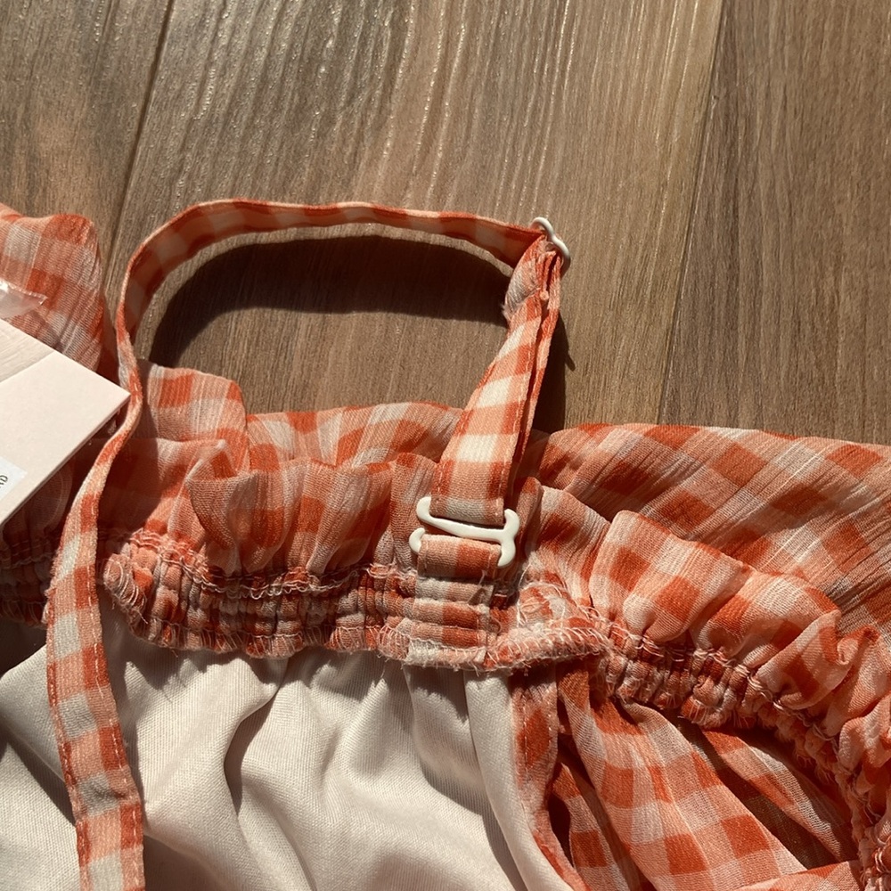 LC Lauren Conrad check print ruffle detail boho top S - Picture 9 of 17